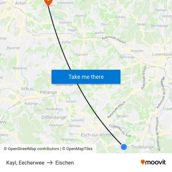 Kayl, Eecherwee to Eischen map