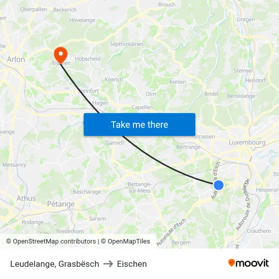Leudelange, Grasbësch to Eischen map