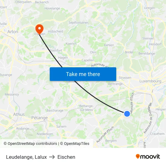 Leudelange, Lalux to Eischen map