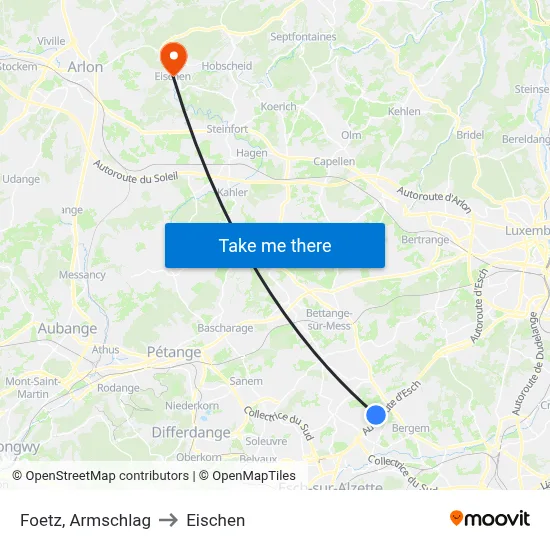 Foetz, Armschlag to Eischen map