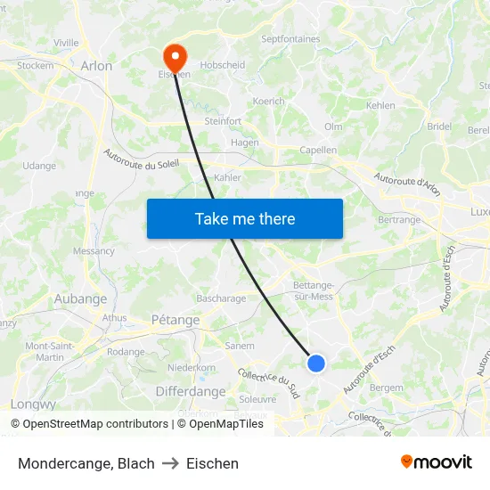 Mondercange, Blach to Eischen map