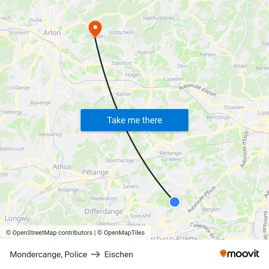 Mondercange, Police to Eischen map