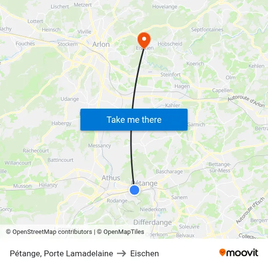 Pétange, Porte Lamadelaine to Eischen map