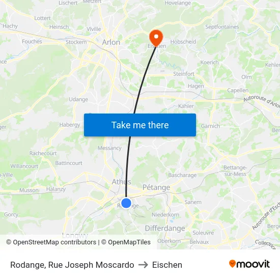 Rodange, Rue Joseph Moscardo to Eischen map