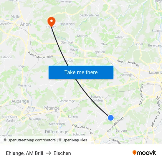 Ehlange, AM Brill to Eischen map