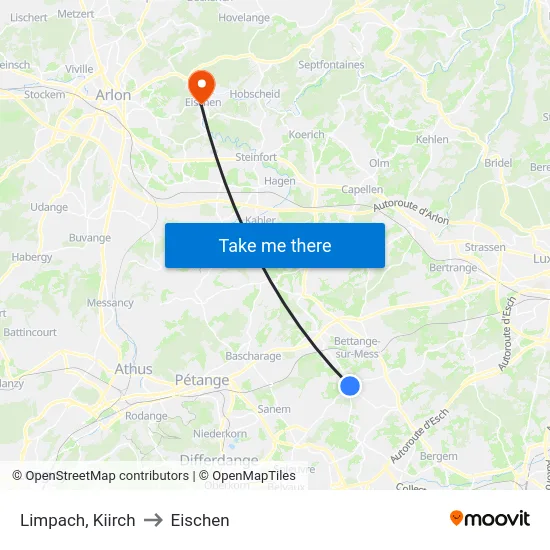 Limpach, Kiirch to Eischen map