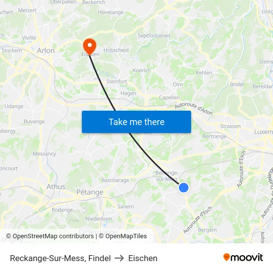 Reckange-Sur-Mess, Findel to Eischen map