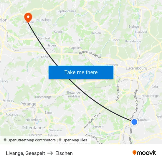 Livange, Geespelt to Eischen map