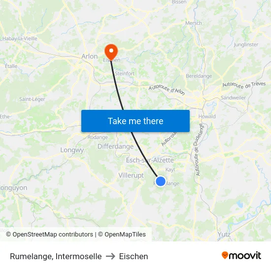 Rumelange, Intermoselle to Eischen map