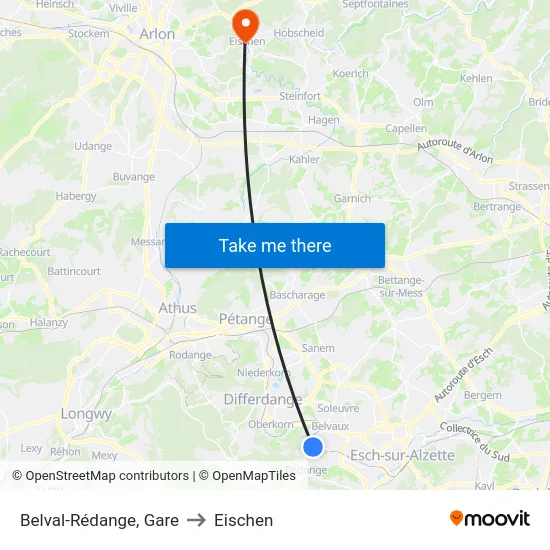 Belval-Rédange, Gare to Eischen map