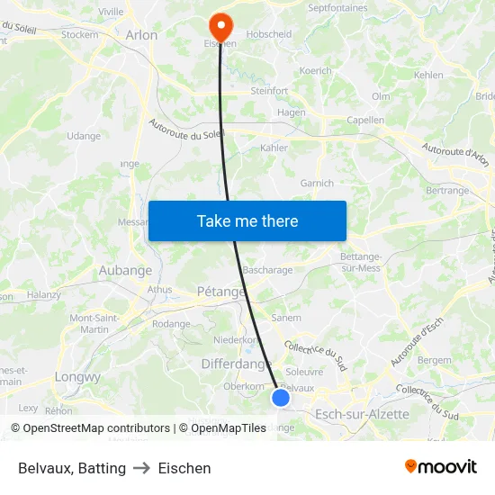 Belvaux, Batting to Eischen map