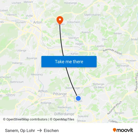 Sanem, Op Lohr to Eischen map