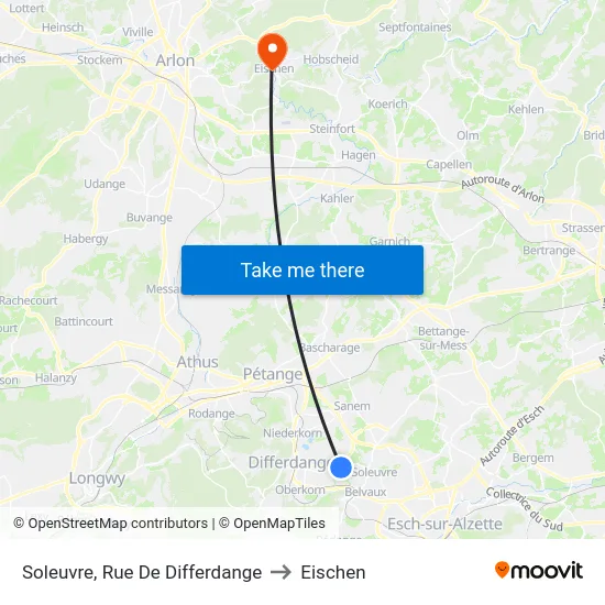 Soleuvre, Rue De Differdange to Eischen map