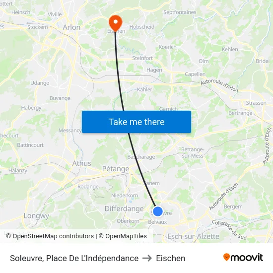 Soleuvre, Place De L'Indépendance to Eischen map
