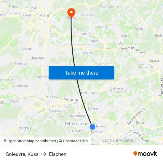 Soleuvre, Kuss to Eischen map