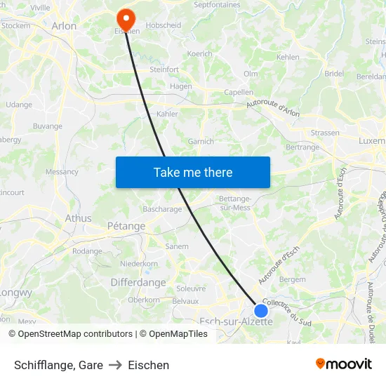 Schifflange, Gare to Eischen map