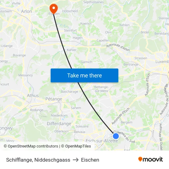 Schifflange, Niddeschgaass to Eischen map