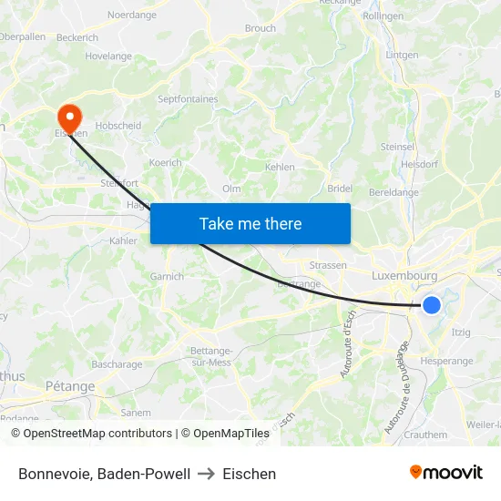 Bonnevoie, Baden-Powell to Eischen map
