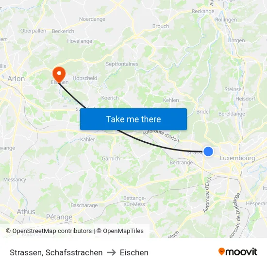 Strassen, Schafsstrachen to Eischen map