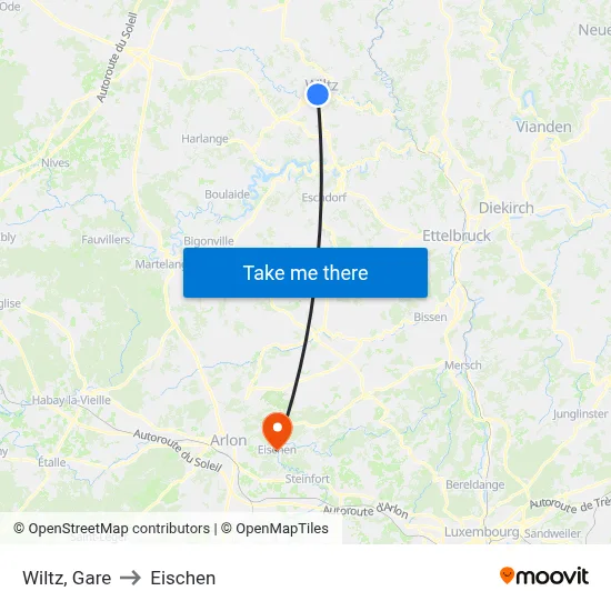 Wiltz, Gare to Eischen map
