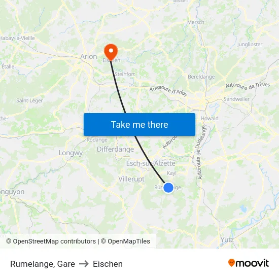 Rumelange, Gare to Eischen map