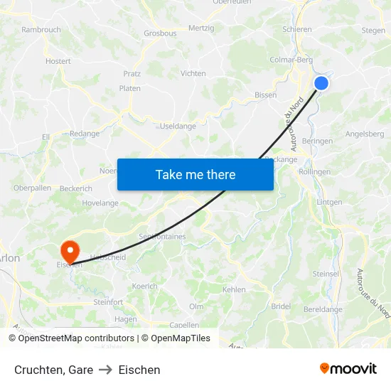 Cruchten, Gare to Eischen map