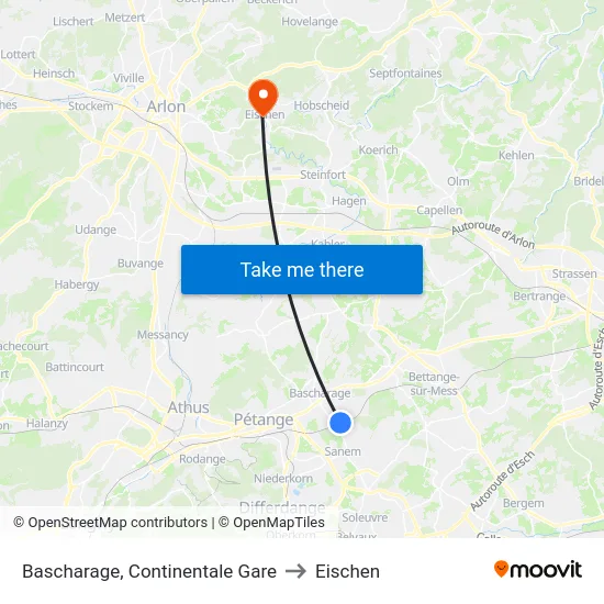 Bascharage, Continentale Gare to Eischen map