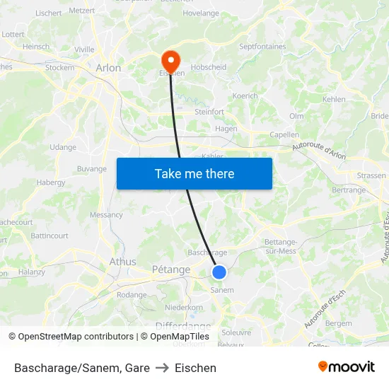 Bascharage/Sanem, Gare to Eischen map