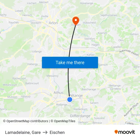 Lamadelaine, Gare to Eischen map