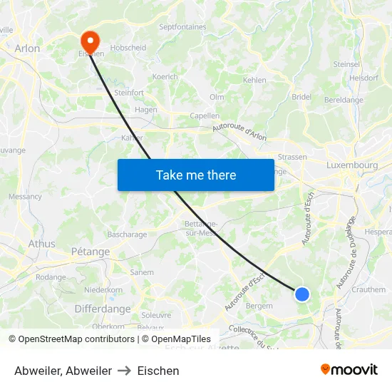 Abweiler, Abweiler to Eischen map