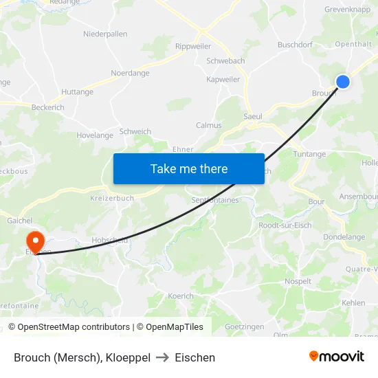 Brouch (Mersch), Kloeppel to Eischen map