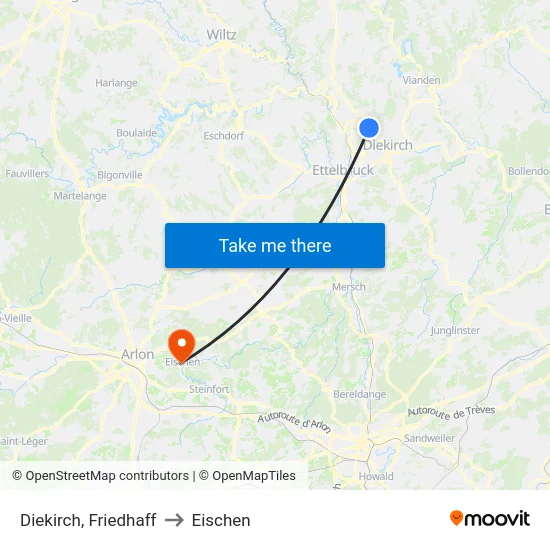 Diekirch, Friedhaff to Eischen map