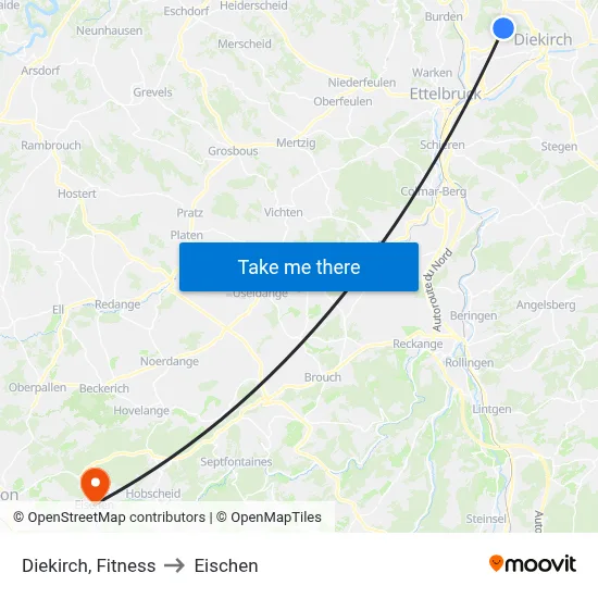 Diekirch, Fitness to Eischen map