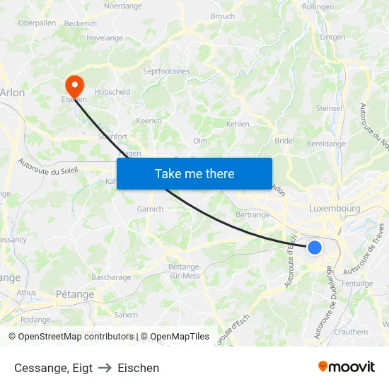 Cessange, Eigt to Eischen map