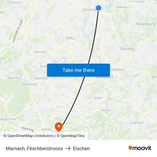 Marnach, Fëschberstrooss to Eischen map