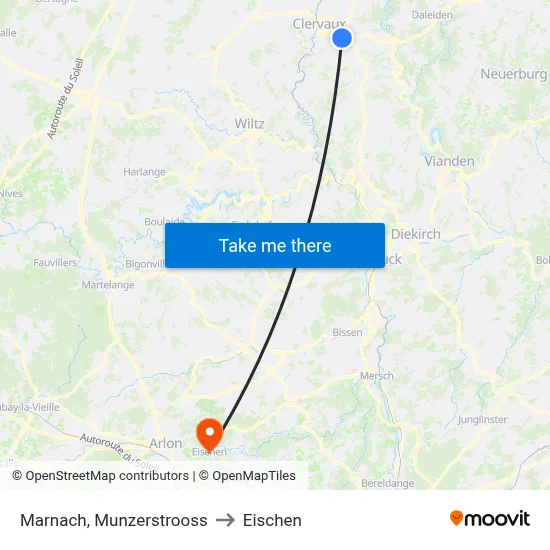 Marnach, Munzerstrooss to Eischen map