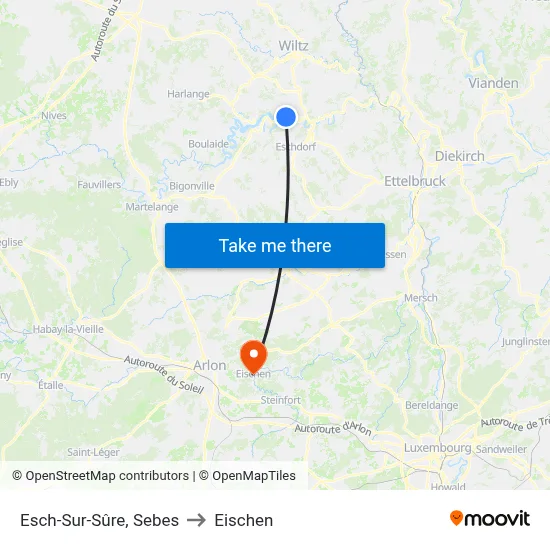 Esch-Sur-Sûre, Sebes to Eischen map