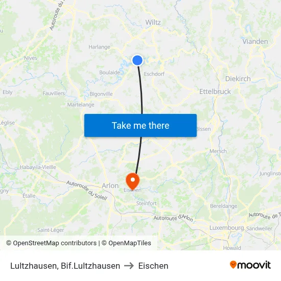 Lultzhausen, Bif.Lultzhausen to Eischen map