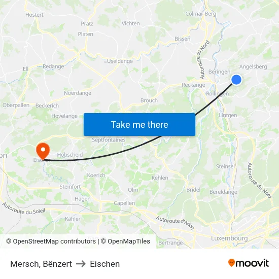 Mersch, Bënzert to Eischen map