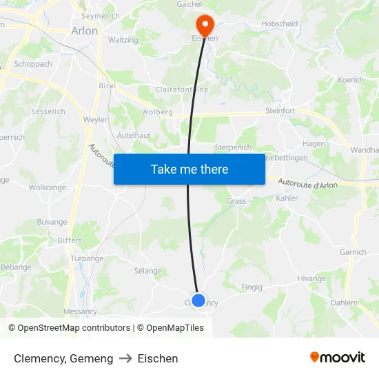 Clemency, Gemeng to Eischen map