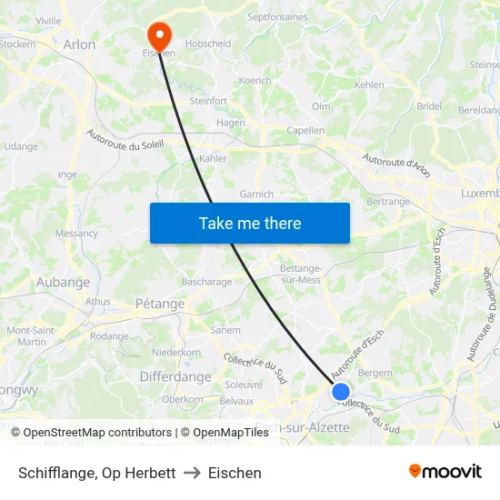Schifflange, Op Herbett to Eischen map