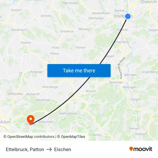 Ettelbruck, Patton to Eischen map
