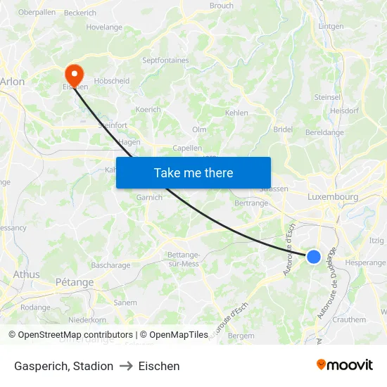 Gasperich, Stadion to Eischen map
