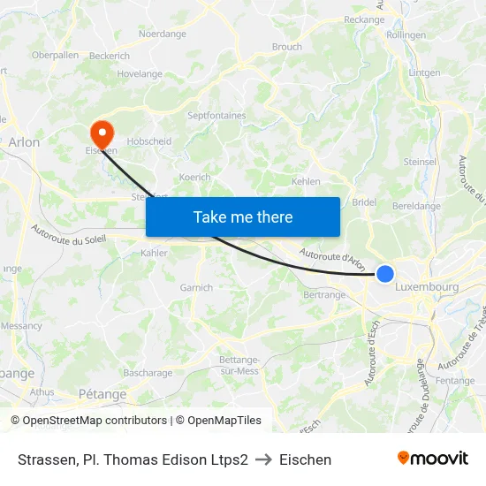 Strassen, Pl. Thomas Edison Ltps2 to Eischen map