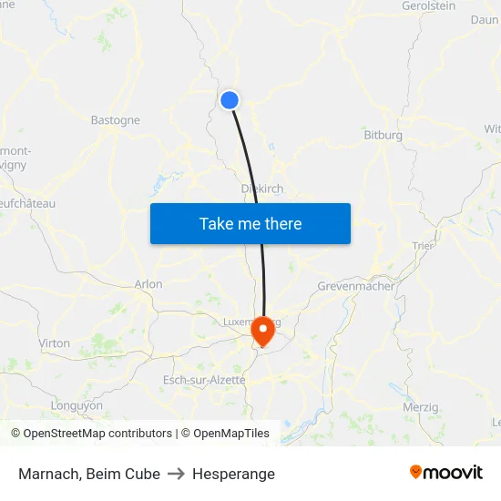 Marnach, Beim Cube to Hesperange map
