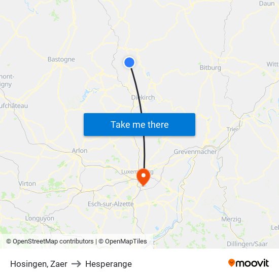 Hosingen, Zaer to Hesperange map