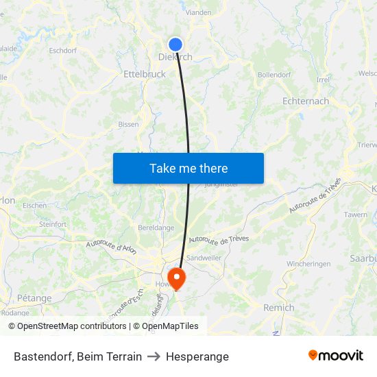 Bastendorf, Beim Terrain to Hesperange map