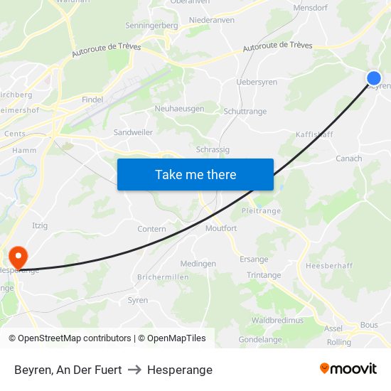 Beyren, An Der Fuert to Hesperange map