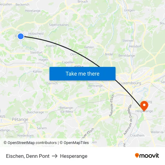 Eischen, Denn Pont to Hesperange map