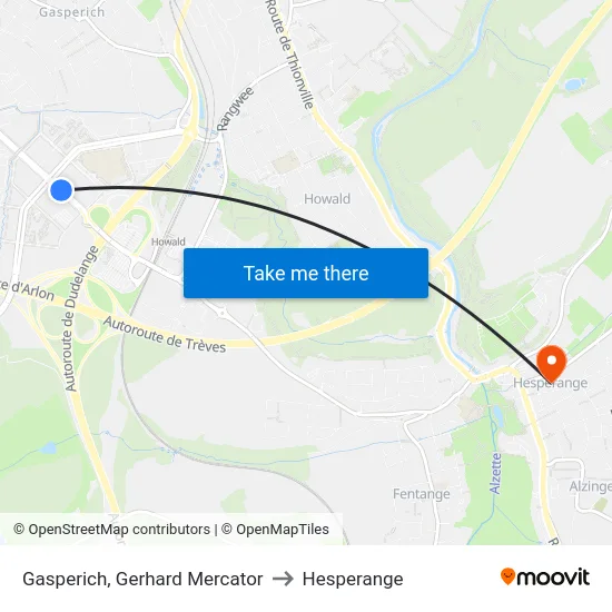 Gasperich, Gerhard Mercator to Hesperange map